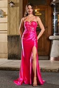 Exquisite Sequins Lace Applique Sheath Spaghetti Straps Sweetheart Neckline Sleeveless Pleated Slit Backless Cheap Long Prom Dress
