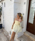Charming Ruched Sweetheart Strapless Bow-back Mini Vacation Dress