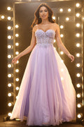 Enchanting Lace Appliqué Ball Gown Strapless Sweetheart Neck Floor-Length Prom Dress for Women