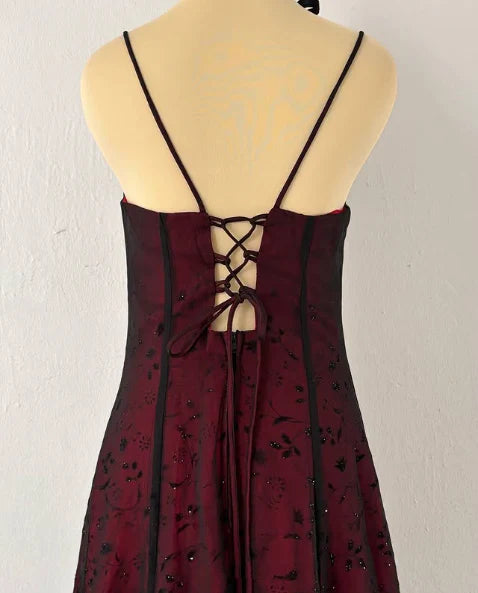 Glamorous Beaded Floral Spaghetti-strap Lace-up-back Floor-length Prom Dress