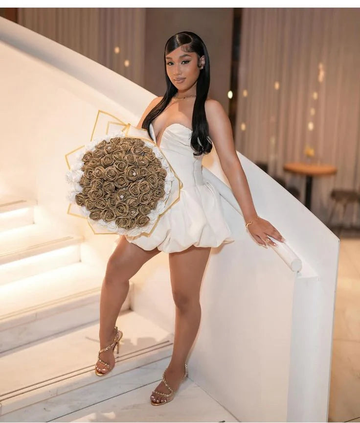 Glamorous Sweetheart Deep-V Puff-skirt Mini Prom Dress
