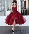Glamorous Sweetheart Spaghetti-Strap Lace-Up Back Tea-Length Tulle Cocktail Dress