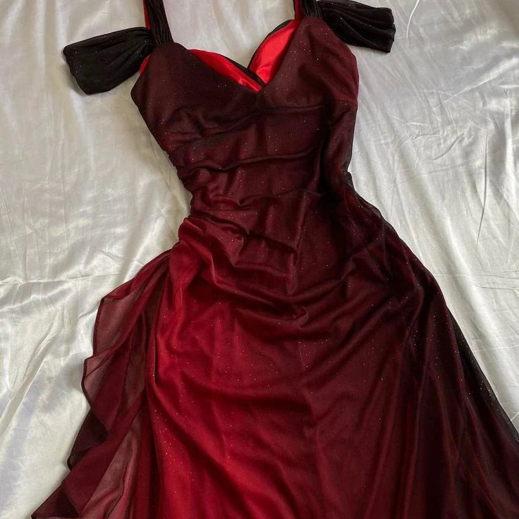 Sparkling Ruched Sweetheart Spaghetti-Strap Solid-Back Midi Prom Dress