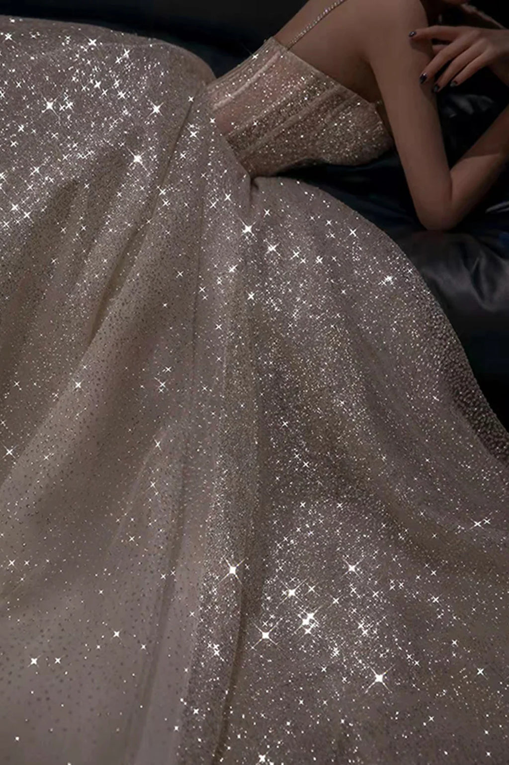Sparkling Sweetheart Crystal-Strap Corset-Bodice Floor-Length Ballgown Prom Dress